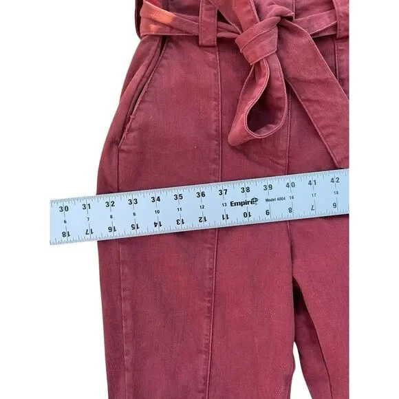 Retrofete Tori Puff Sleeve Denim One Piece Jumpsuit In‎ Rose Pink, Size XS